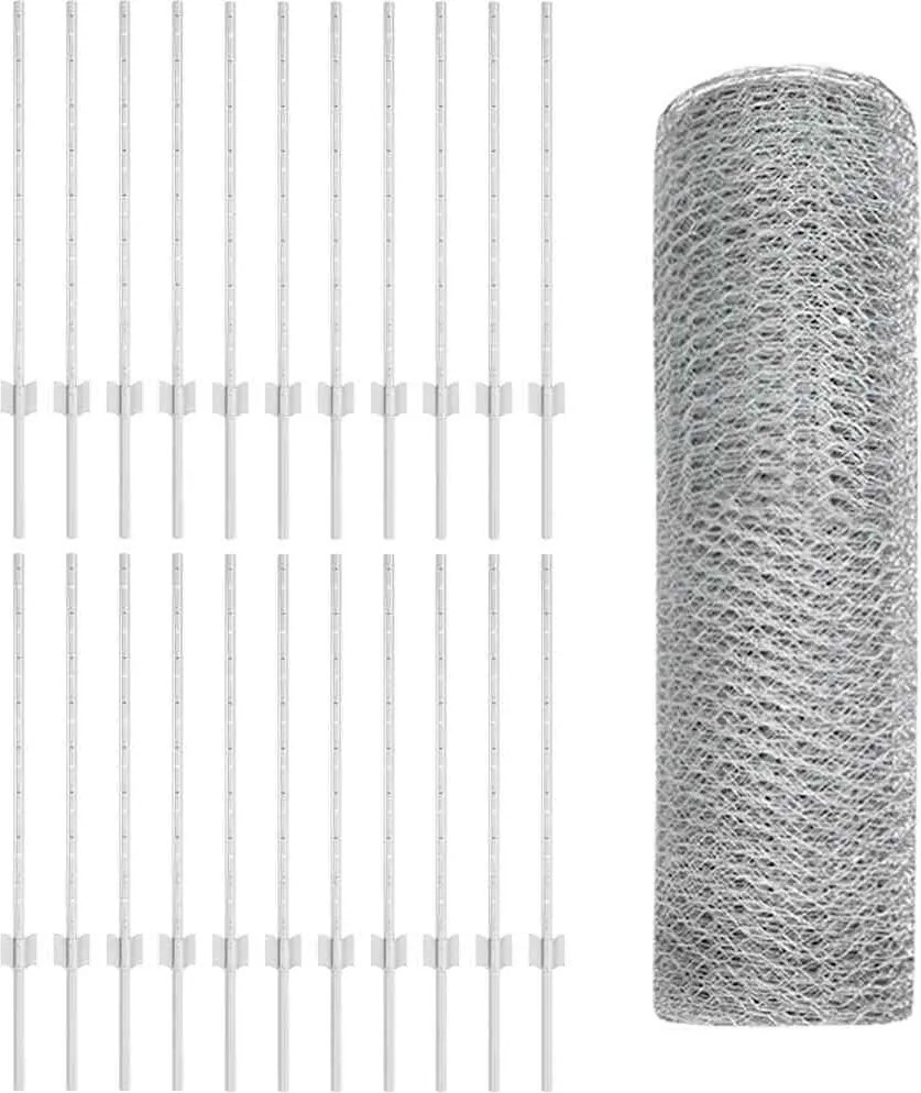 vidaXL Kerítés oszlopokkal Ezüst 0,8 x 50 m Acél