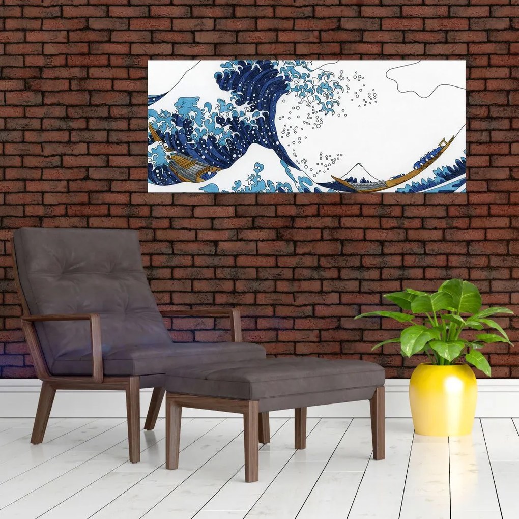 Kép - japán rajz, hullámok (120x50 cm)