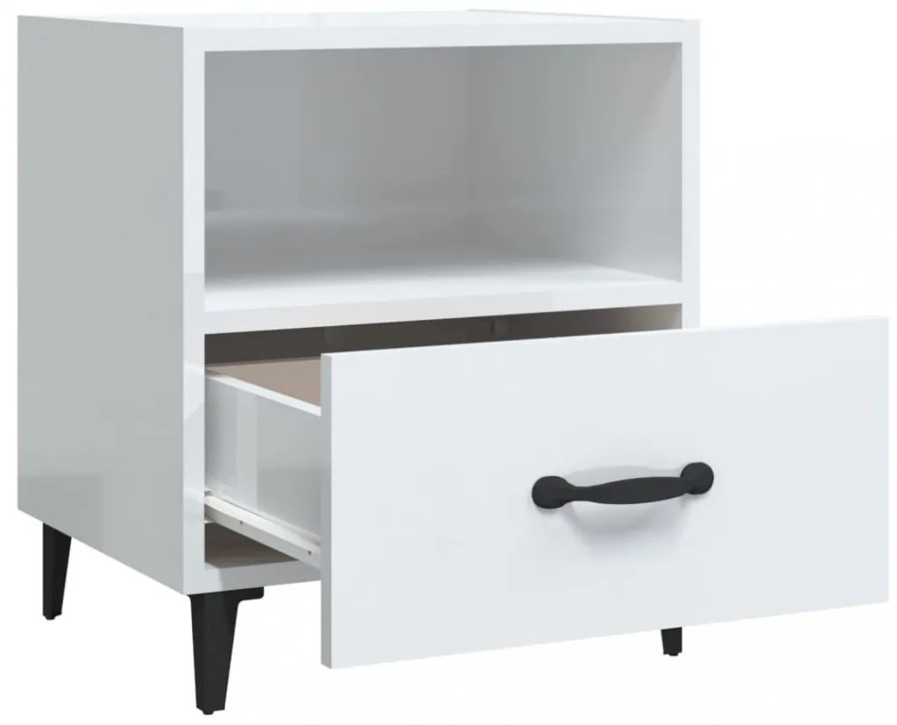 vidaXL 2 db magasfényű fehér szerelt fa éjjeliszekrény