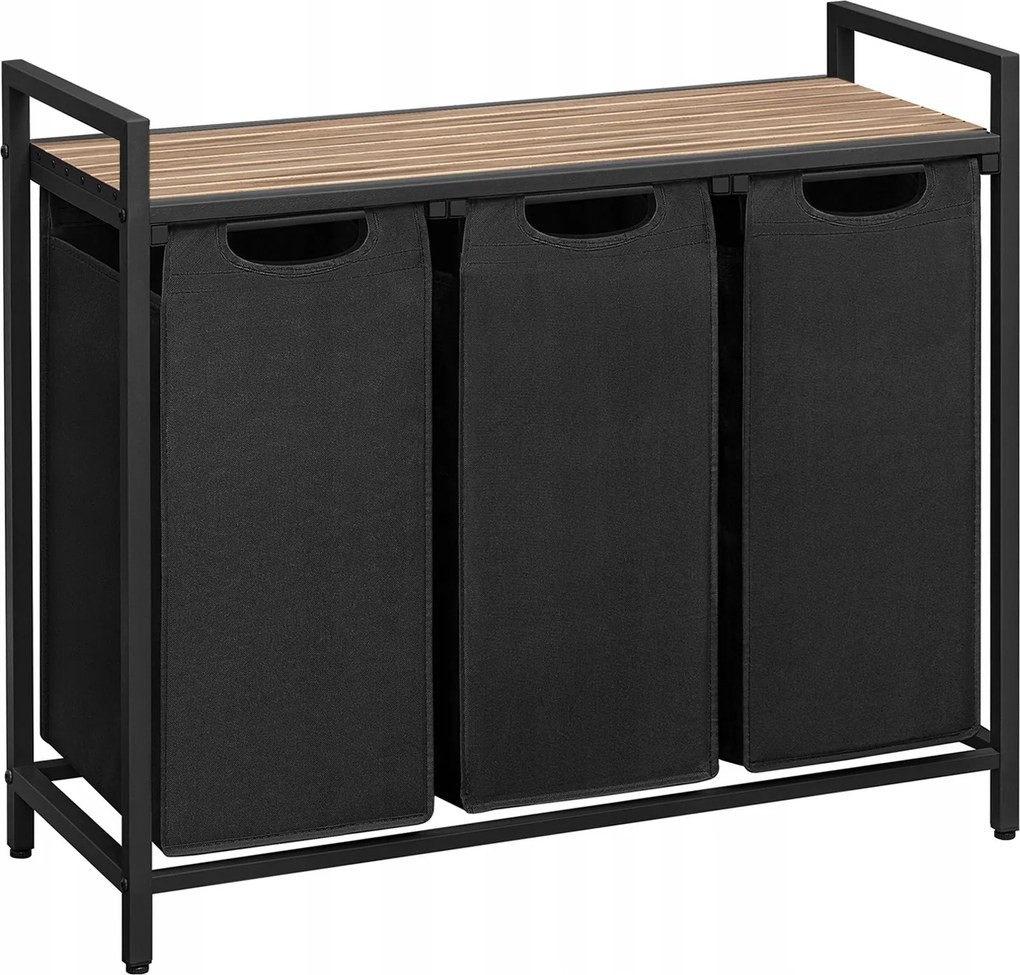 Szabadonálló szennyestartó kosár 3 rekesszel, felső asztallappal