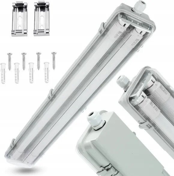 LED műszaki fénycsöves lámpatest T8 2xG13/10W/230V 6000K 60 cm IP65 fehér