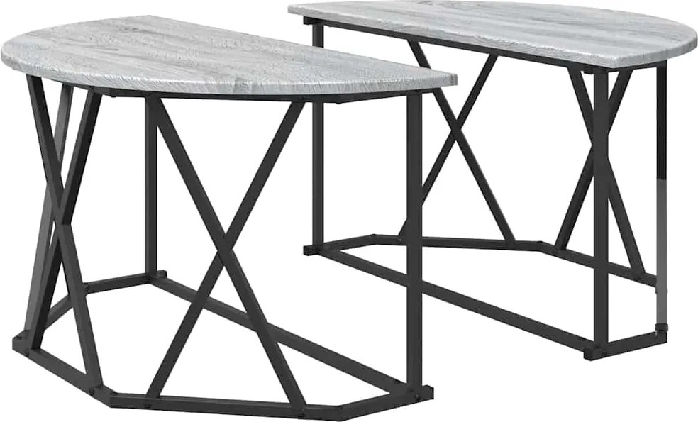 vidaXL Dohányzóasztal Szürke Sonoma 80 x 80 x 42 cm Műszaki fa és acél