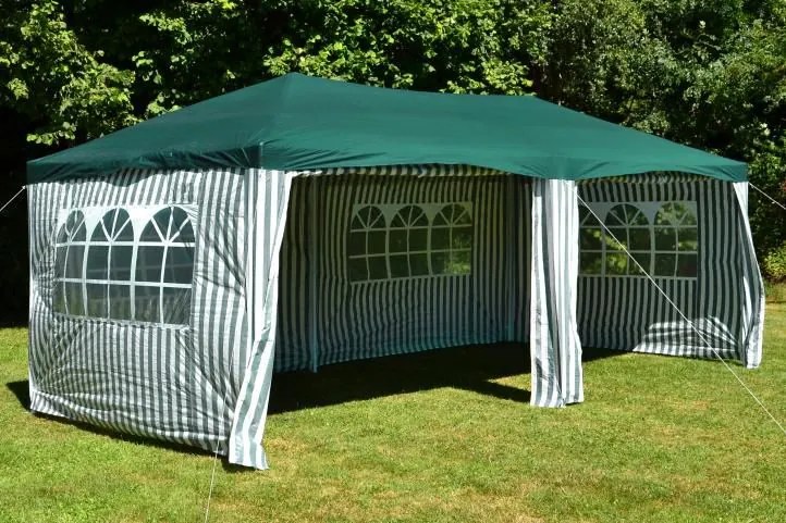 Kerti sátor ablakokkal és zárható falakkal 3×6 m zöld