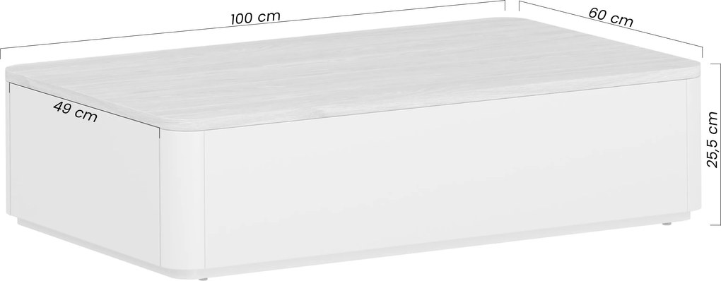 Amilio dohányzóasztal 100 cm fiókos - kasmír / olajozott tölgy