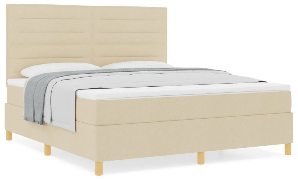 Boxspring Ágy Matraccal Krém Szuper Király Szövet