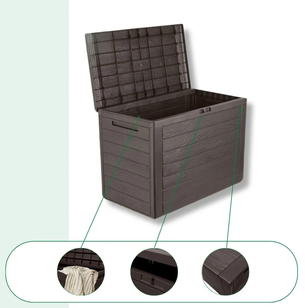 WOODEBOX tárolódoboz, 190L, 78x44x55cm, sötétbarna Prosperplast