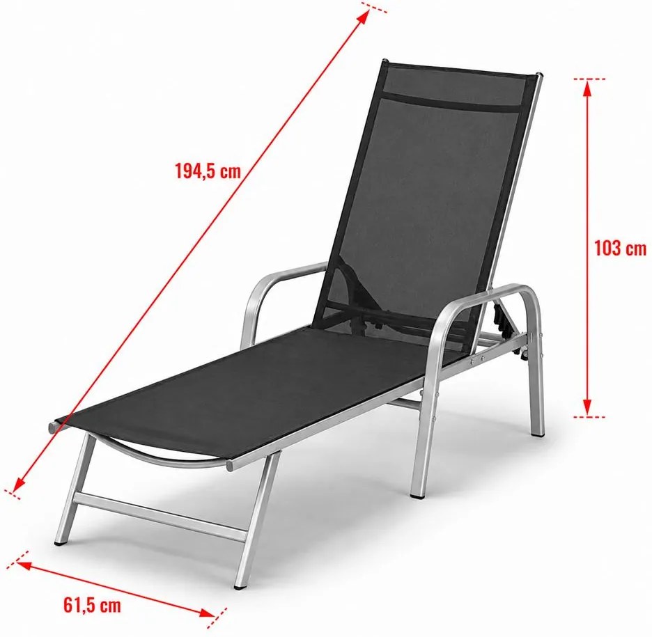 Avenberg MARGARITA állítható relaxációs nyugágy - fekete/ezüst