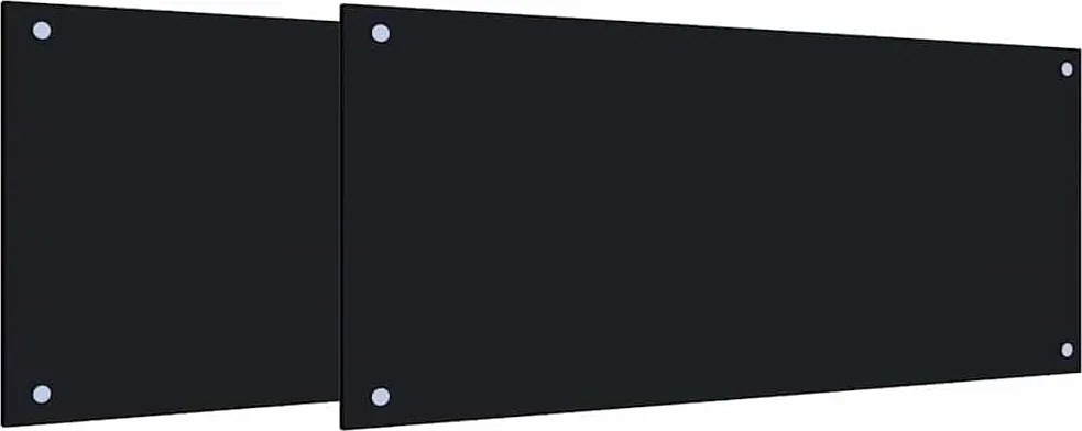 vidaXL Konyhai splashback 2 pcs Fekete 90 x 40 cm edzett üveg