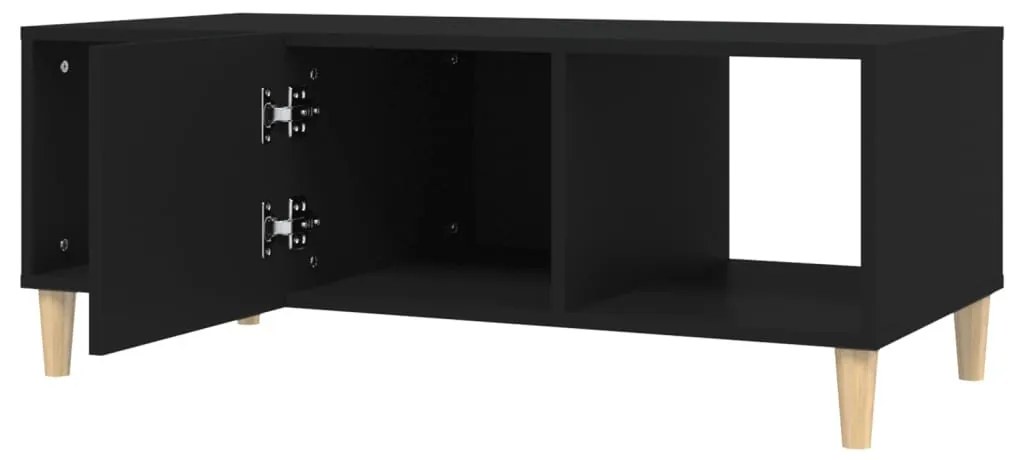 Fekete szerelt fa dohányzóasztal 102 x 50 x 40 cm