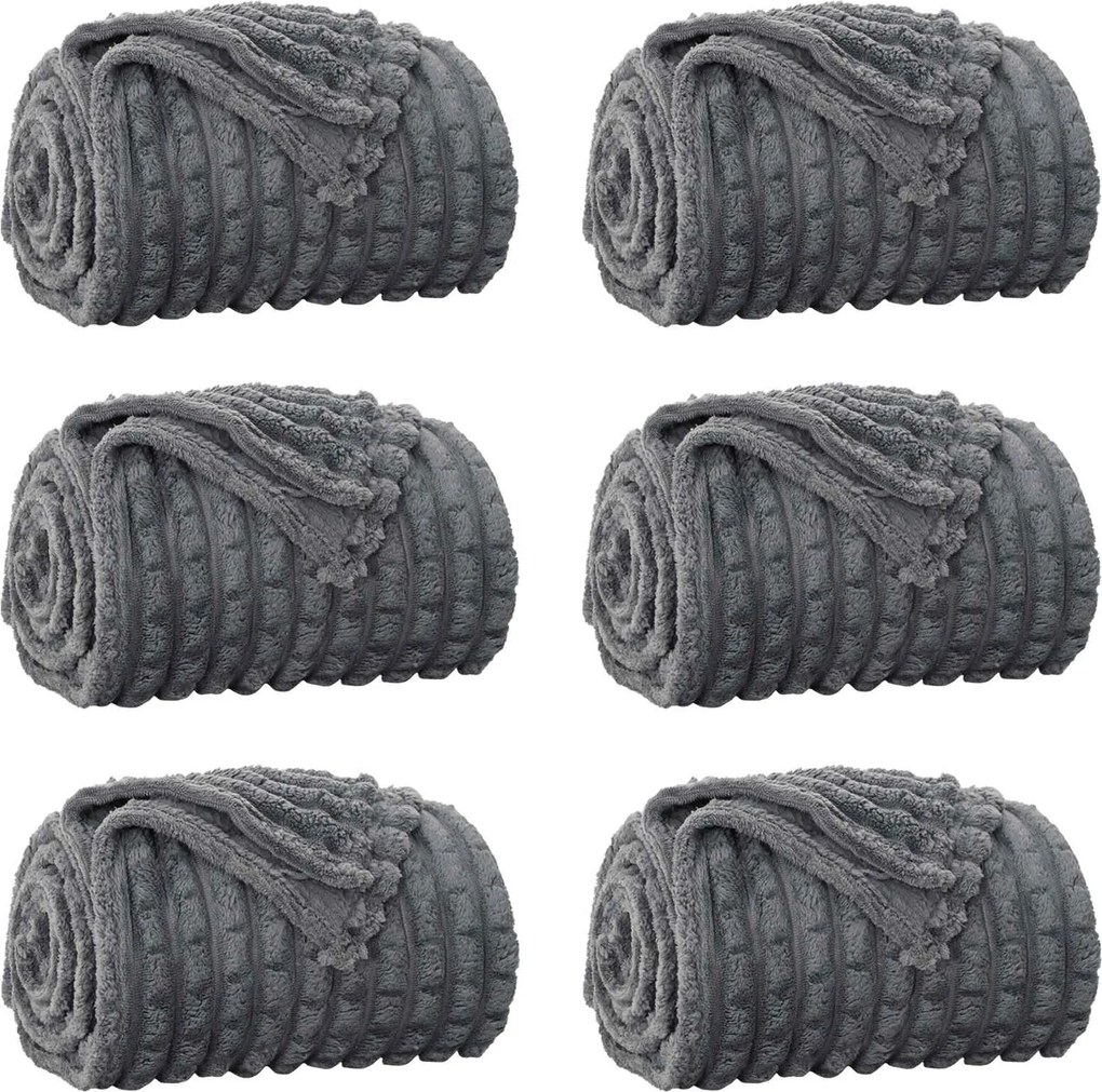 vidaXL Takarók 6 pcs Sötétszürke 200 x 150 cm Gyapjú