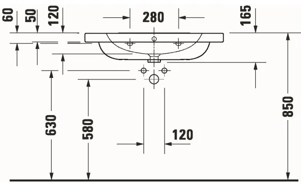 Duravit 23998000002 - Falra szerelhető mosdó D-CODE 80x48 cm kerámia/fényes fehér