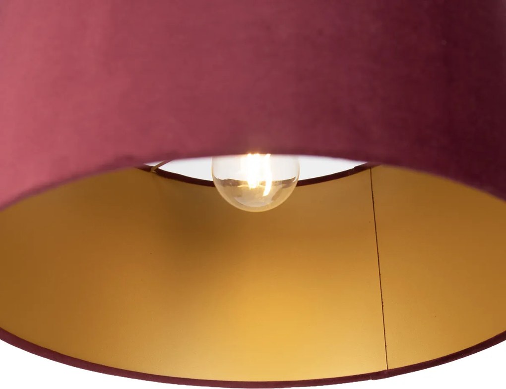 Fekete függőlámpa piros búrával és arany belsővel 35cm 3-lámpás - Cava