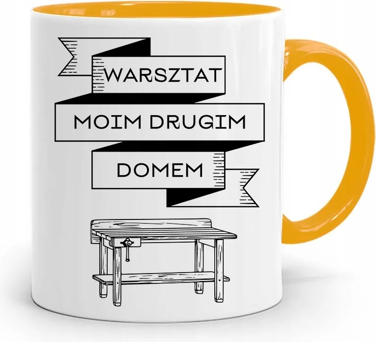 Sárga Bögre Asztalos Ajándék Műhely Otthonom Nyomtatott Fényképpel