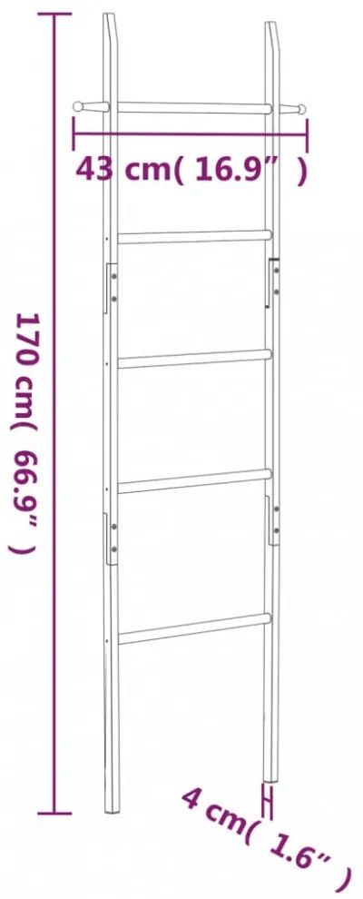 viaXL tömör diófa törülközőlétra 170 cm