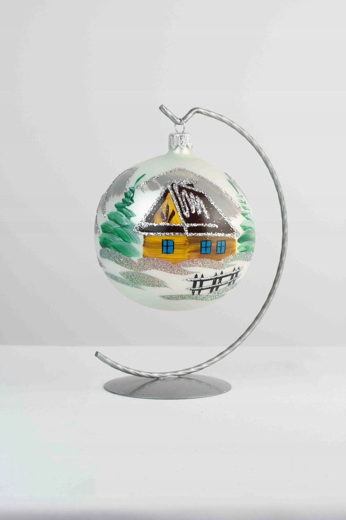 Fehér-Zöld matt karácsonyi gömb állványon 80