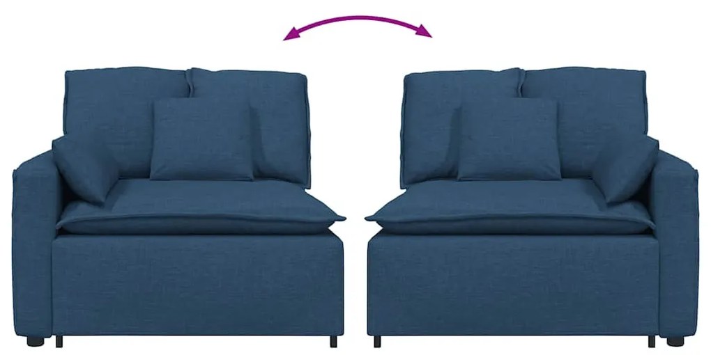 kék moduláris kanapé karfás végmodul párnákkal 100 cm