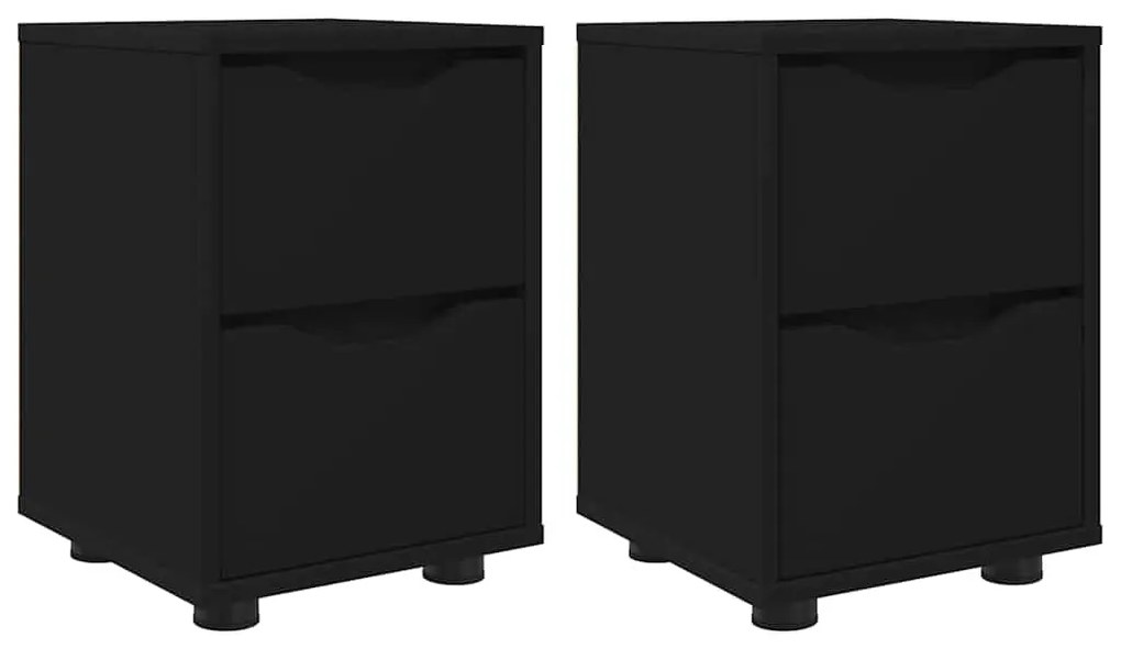 Éjjeliszekrények fiókkal 2 pcs Fekete 30,5 x 30 x 43 cm Faanyag