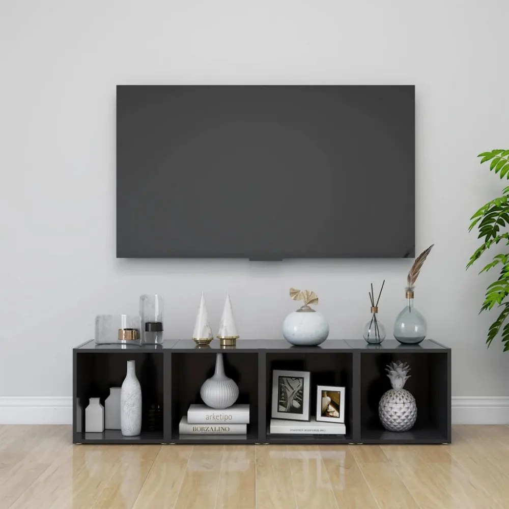 2 db szürke szerelt fa TV-szekrény 37 x 35 x 37 cm