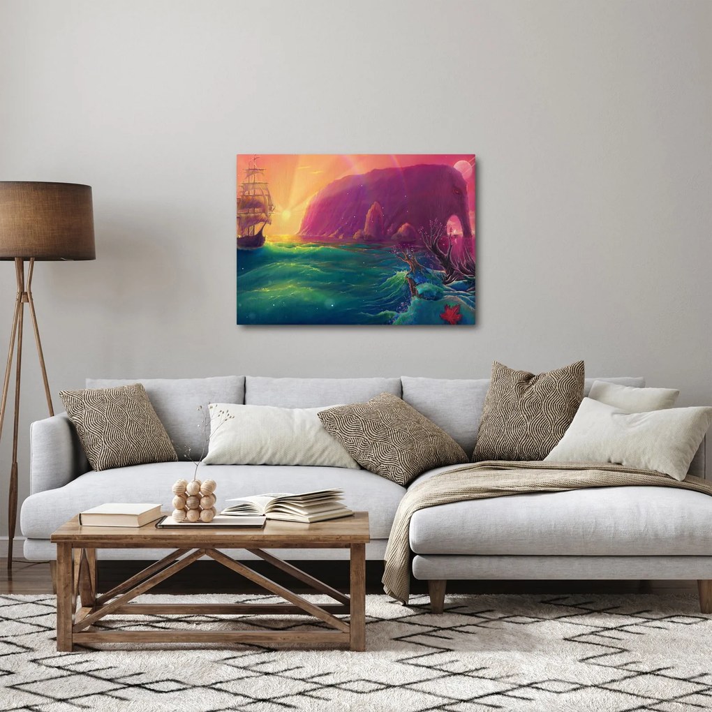 Kép - Olajfestmény, Vitorlázás egy fantasztikus birodalomba (70x50 cm)