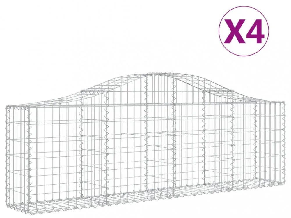 4 db íves horganyzott vas gabion kosár 200x30x60/80 cm