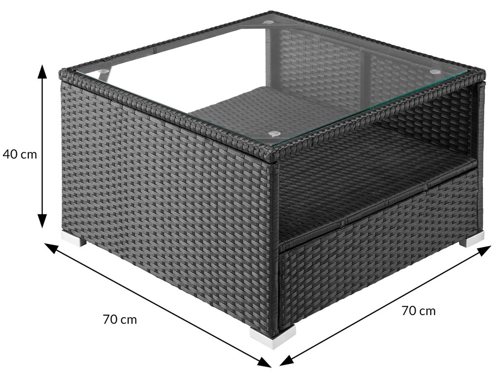 Casaria® Kerti rattan szett Rouen - fekete/antracit párnák