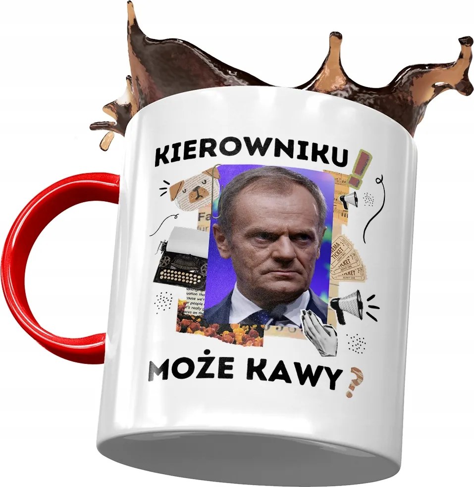 Bögre Piros Donald Tusk Po Ajándék Platform Nyomtatott Fotóval