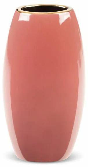 Sibel kerámia váza Sötét rózsaszín/arany 13x9x25 cm