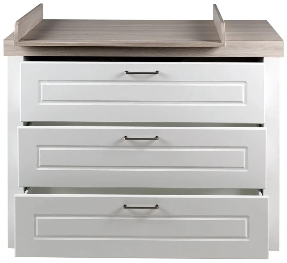 Fehér alacsony gyerek komód pelenkázó feltéttel szilfa dekorral 120x98 cm Felicia – Roba