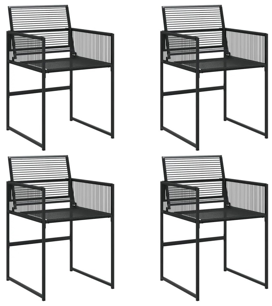 4 db fekete polyrattan kerti szék