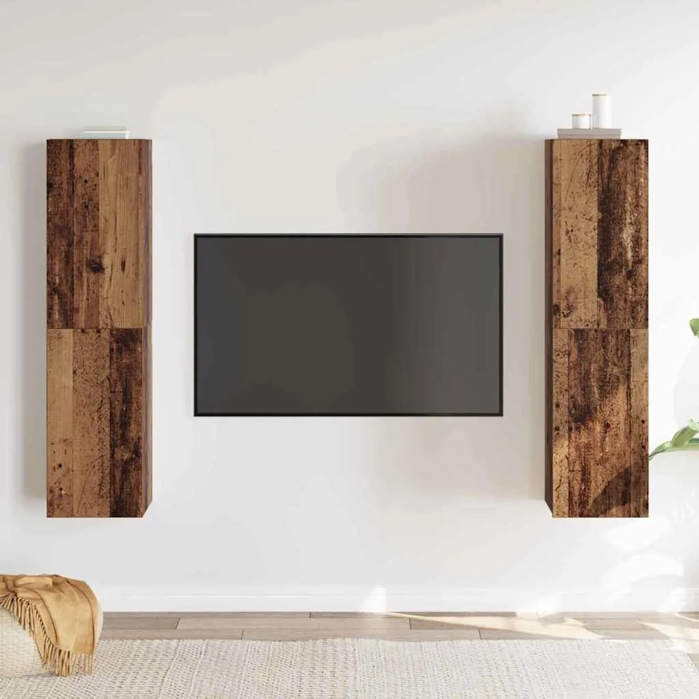 TV Szekrény Szett 4 pcs Régi fa 30.5 x 30 x 60 cm Faanyag