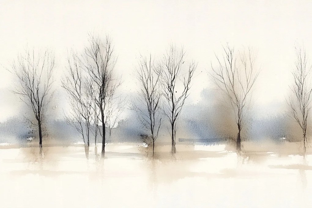 Fotótapéta Flizelina Őszi Fák Bézs Barna Boho Scandi 312x219 ragasztó