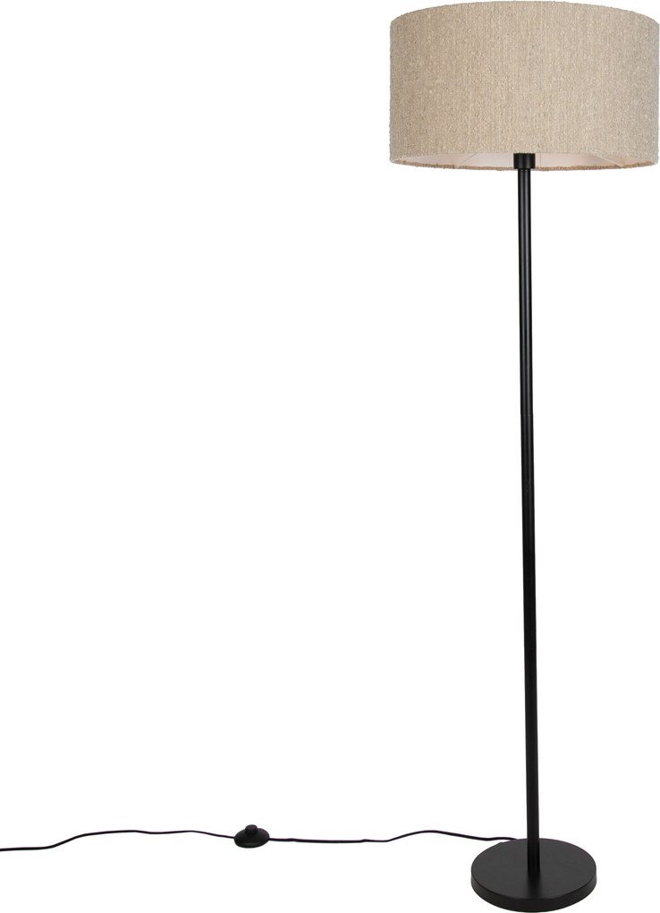 Modern állólámpa fekete bézs buklé árnyékolóval 50 cm - Simplo