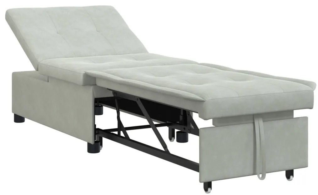 Kanapéágy Világosszürke 67 x 194 x 38 cm Bársony