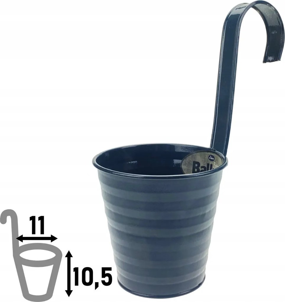 Wave függesztett balkon kaspó, 10,5 x ⌀11 cm antracit