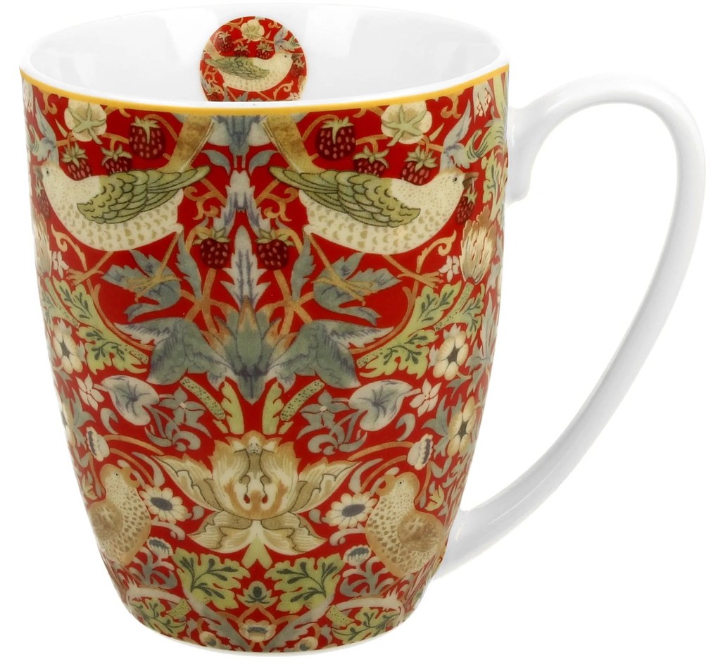 William Morris porcelán bögre díszdobozban Strawberry Thief Red 380 ml