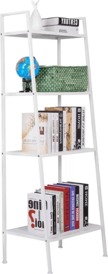 4 polcos fém polcállvány, fehér, ALDEA