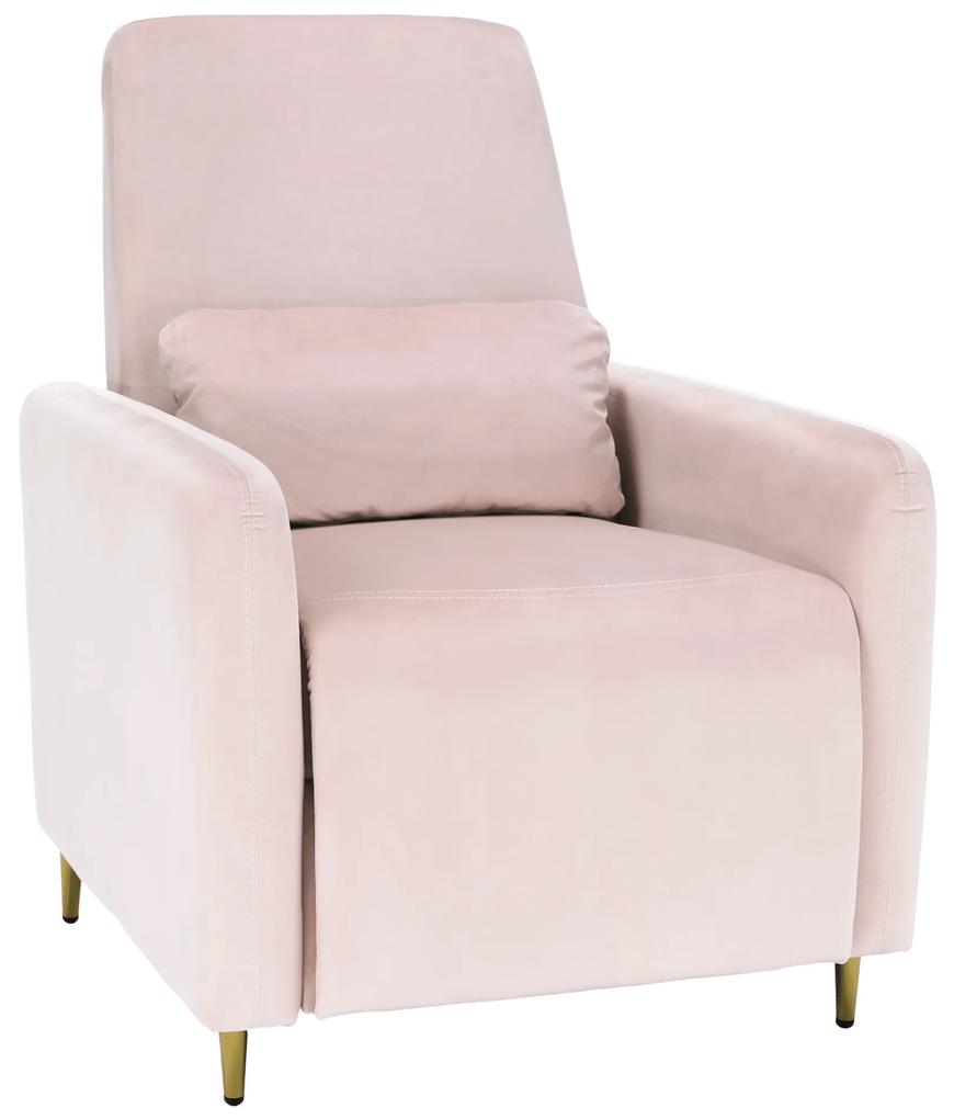 Állítható relaxációs fotel, púder rózsaszín Velvet szövet, NAURO