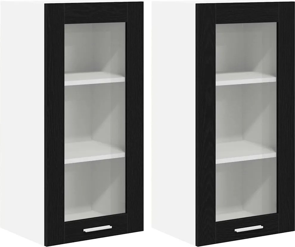 vidaXL Függő szekrény 2 pcs Fekete tölgy 40 x 31 x 80 cm Faanyag