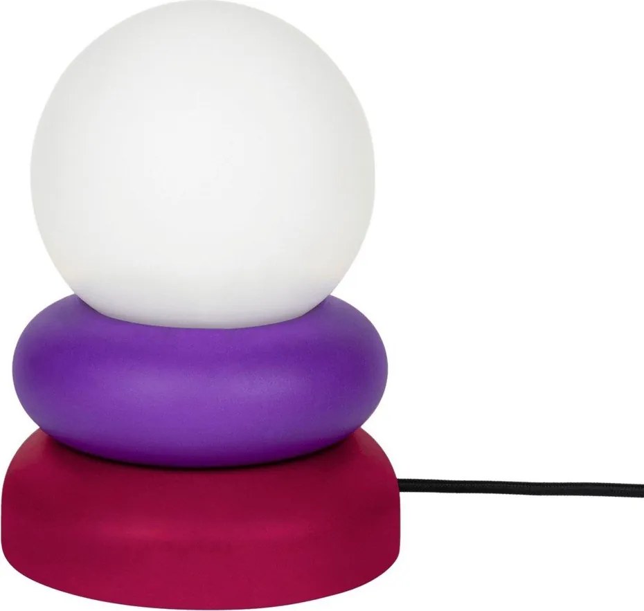 Piros-lila tömörfa asztali lámpa üveg búrával (magasság 24 cm) Otem – noo.ma