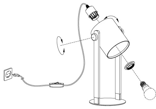 Eglo 43428 - Asztali lámpa HORNWOOD 1 1xE27/28W/230V