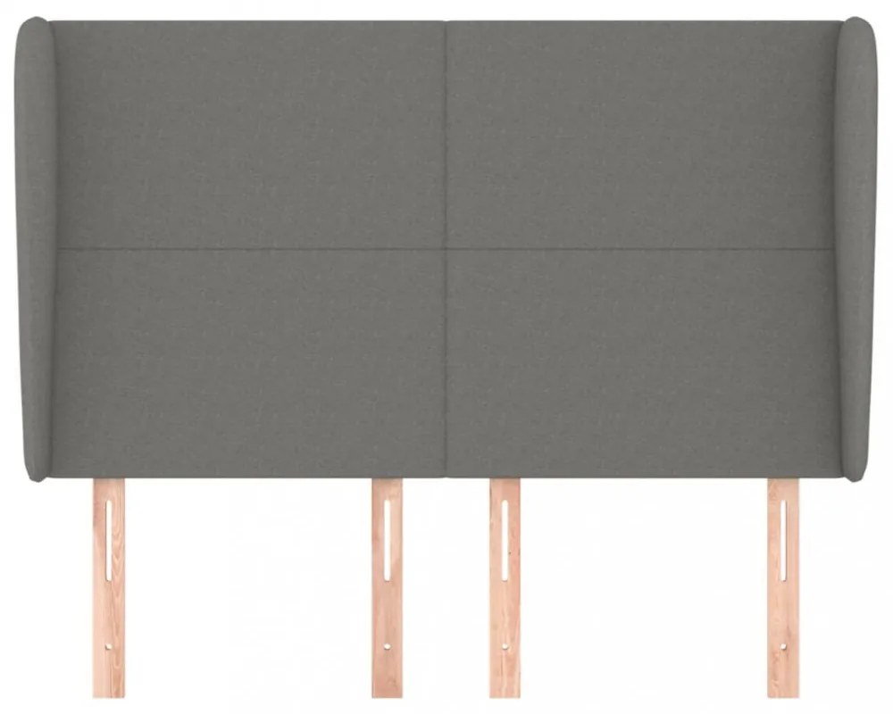 sötétszürke szövet fejtámla szárnyakkal 147 x 23 x 118/128 cm
