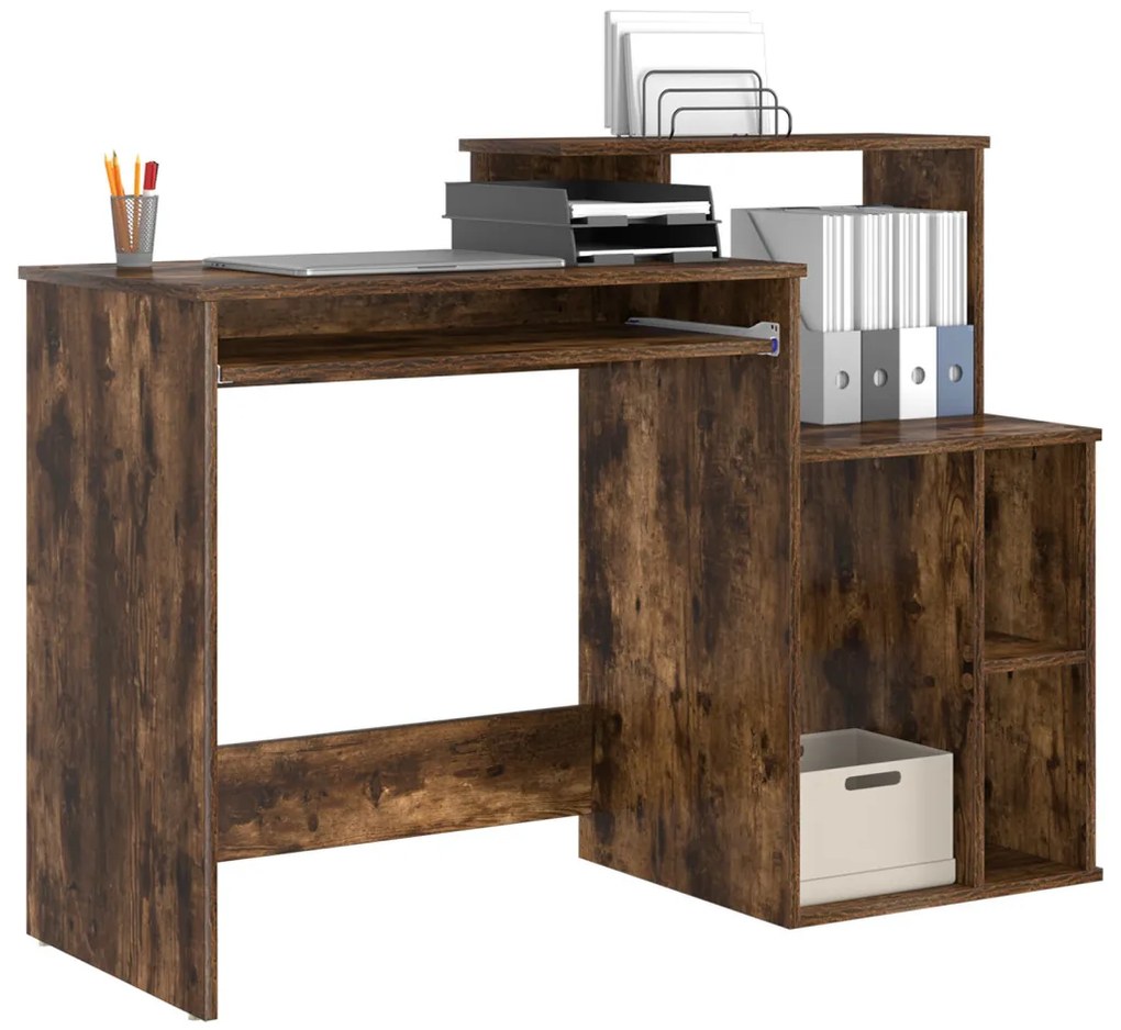 vidaXL Tárolós íróasztal Füstölt tölgy 120.5x44x88.5 cm Szerelt Fa