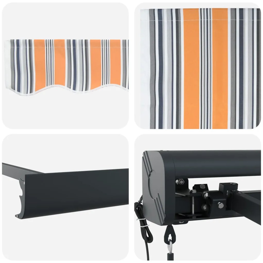 Automatikus Behúzható Napellenző Többszínű Csíkokkal 300x250 cm