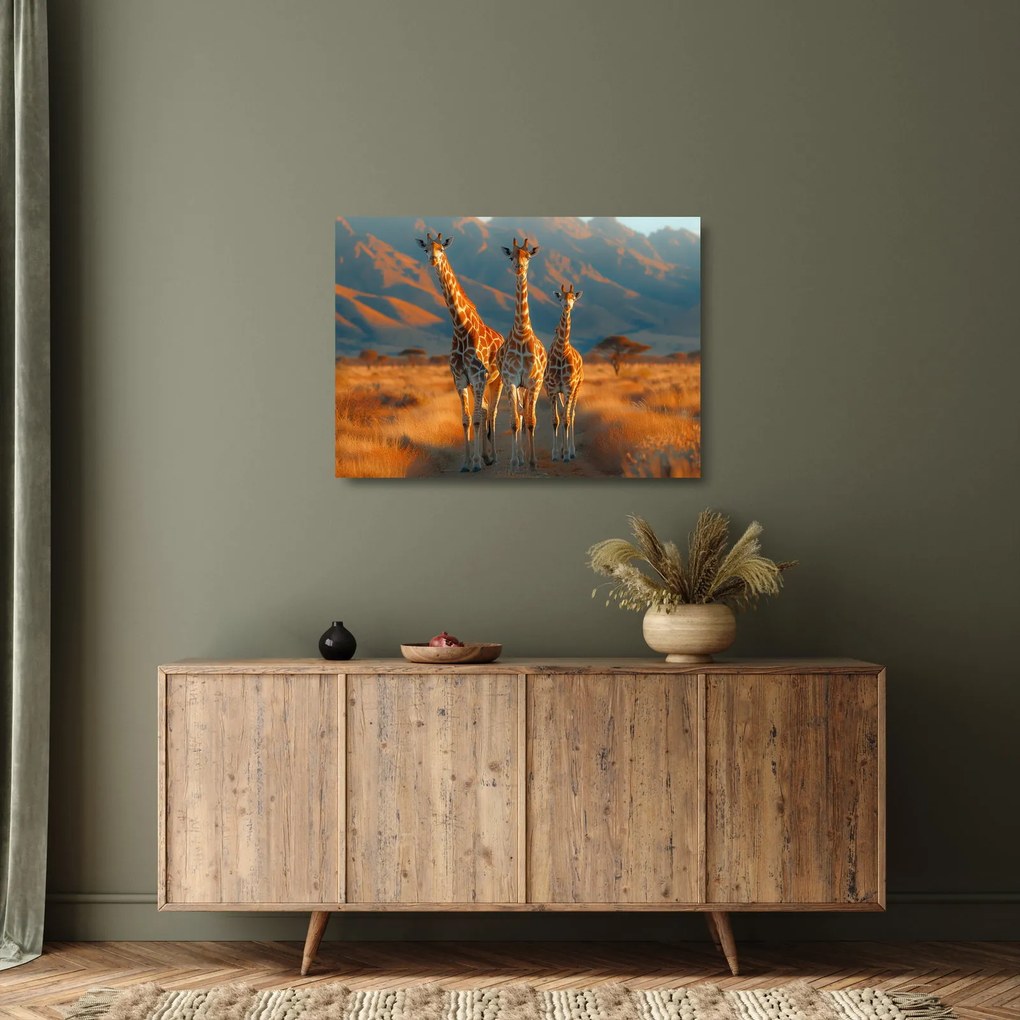 Üveg kép - Zsiráfok a legelőn (70x50 cm)
