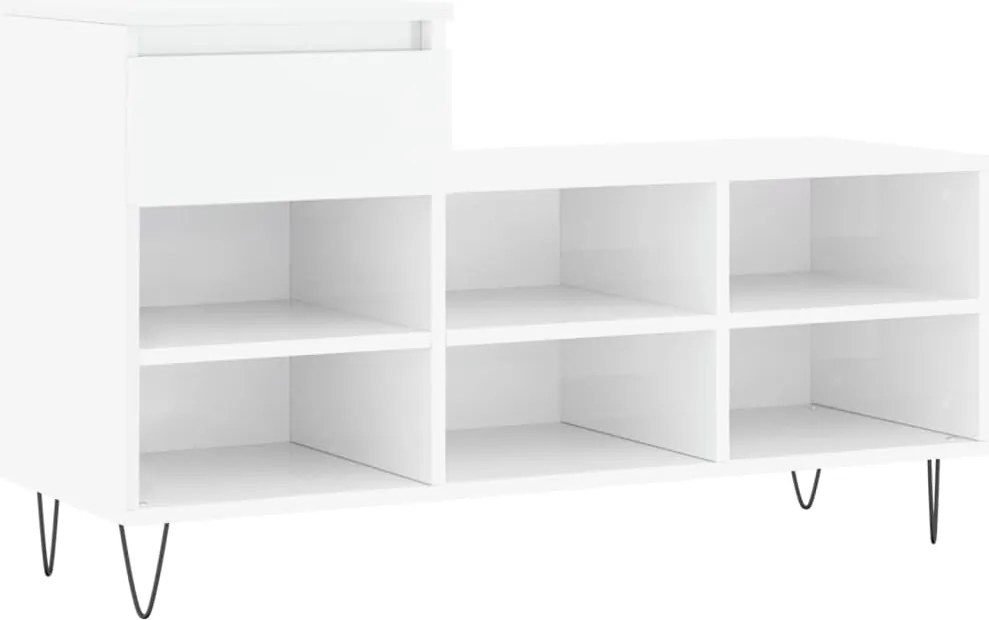 vidaXL magasfényű fehér szerelt fa cipősszekrény 102x36x60 cm