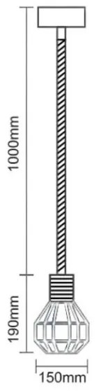 Csillár zsinóron 1xE27/60W/230V átm. 15 cm