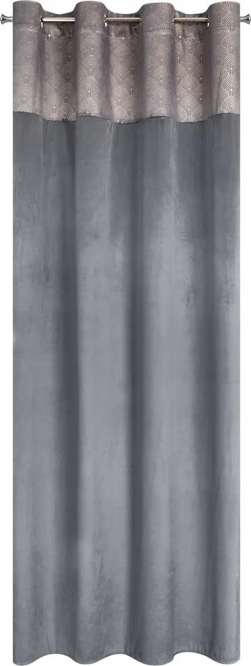 Bársony függöny 140X250 grafit, dekoratív gurulós övvel