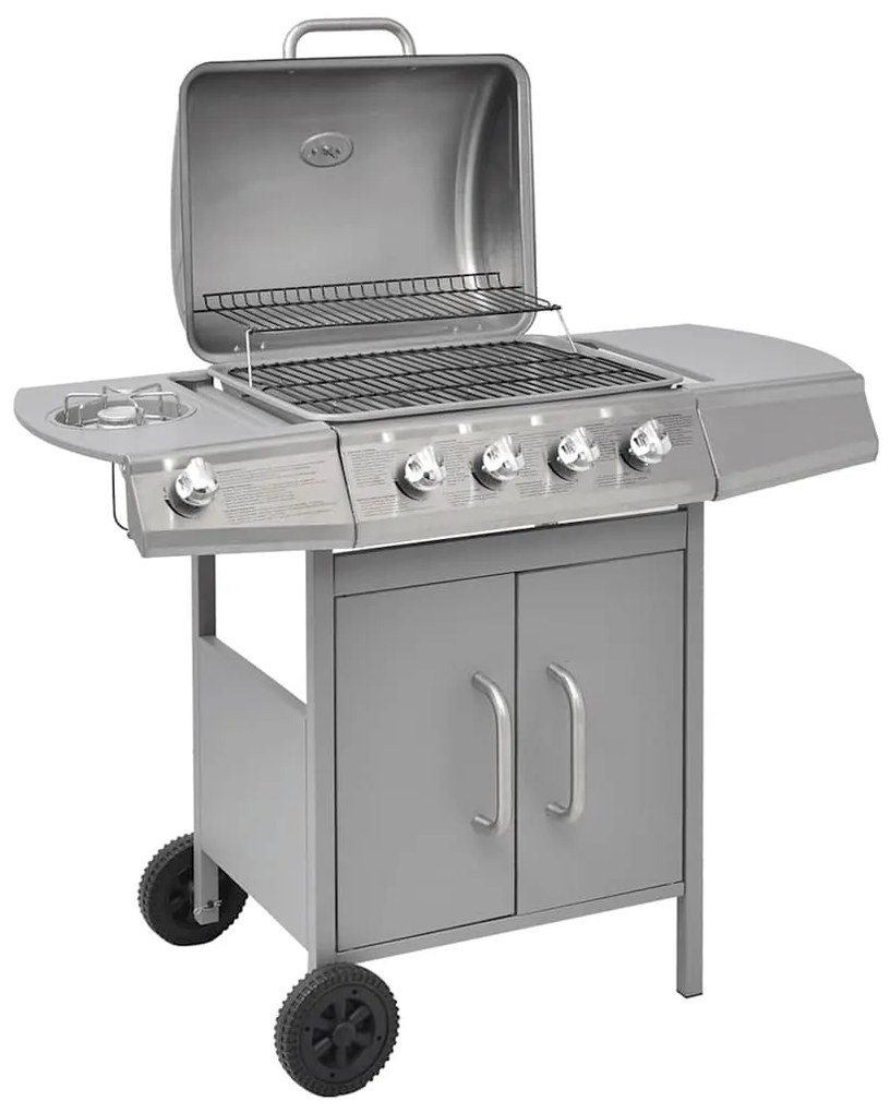 vidaXL ezüst gáz grillsütő 4+1 főzőfelülettel