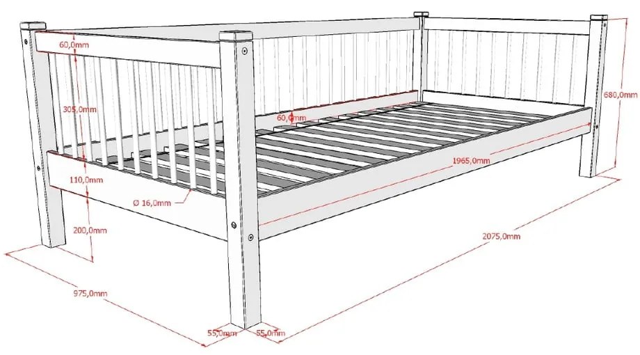 Natúr színű tölgyfa gyerekágy 90x200 cm Forrest – Vipack
