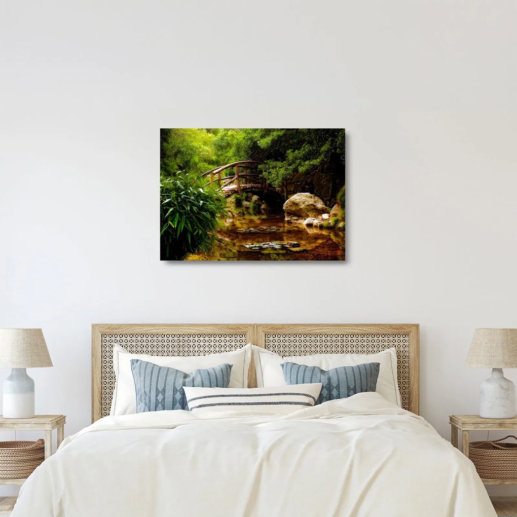 Kép - Híd a folyón (üvegen) (70x50 cm)